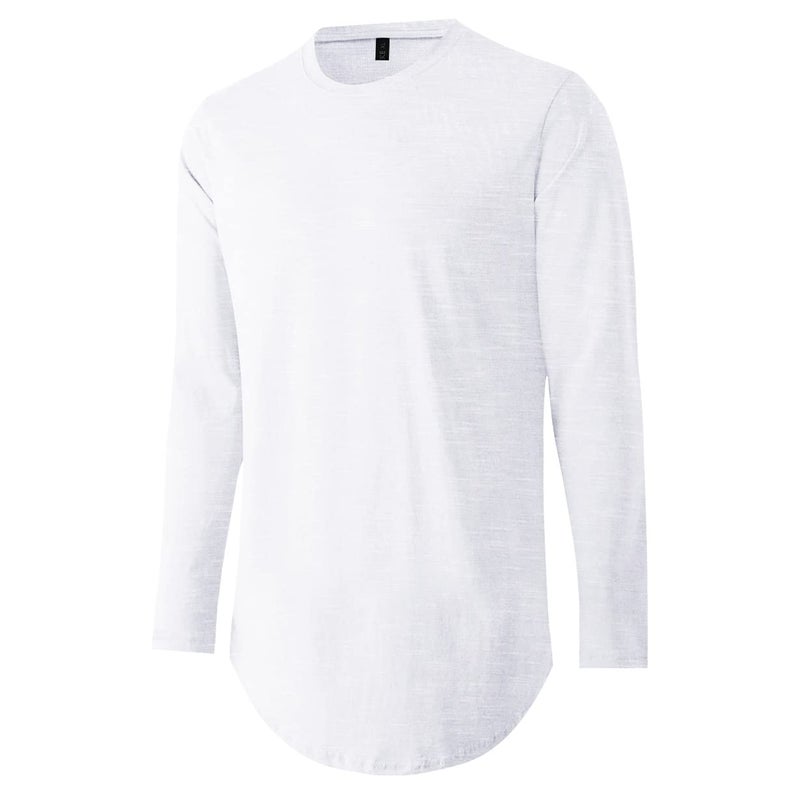 LIWEIKE Mens Hipster Hip Hop Longline Crewneck T-Shirt (White, X-Large) - Image 3
